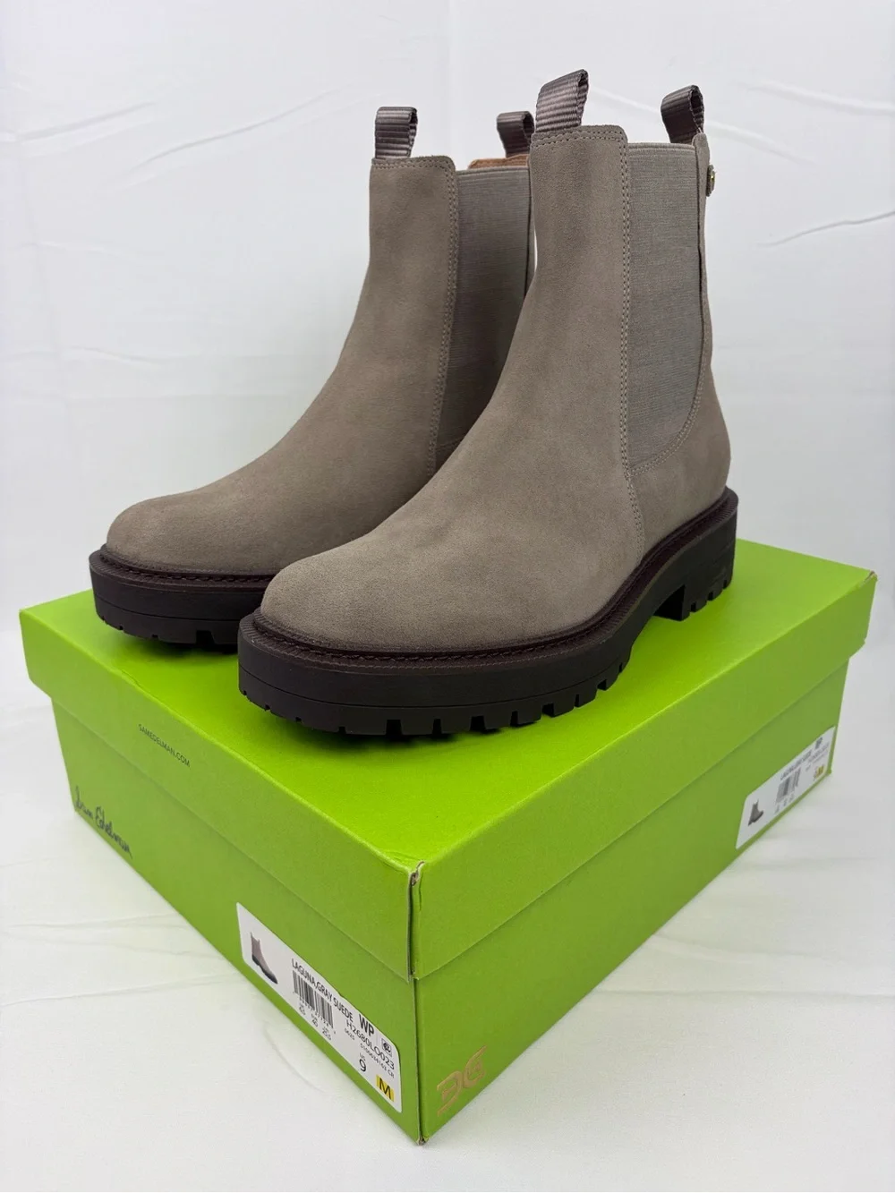 Sam Edelman Suede Leather Laguna Chelsea Boots Women’s 9 Grey Beige